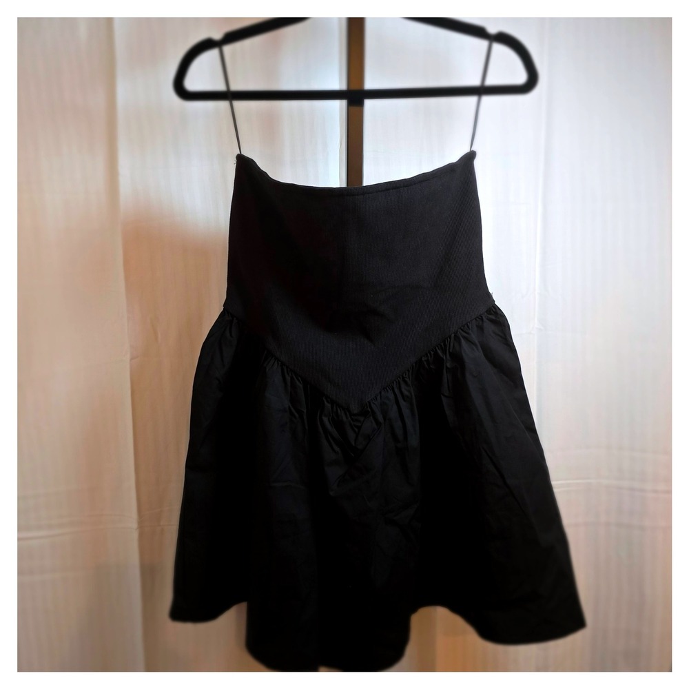 Cotton On Black Tube Mini Dress Strapless Ruffle Hem Party Cocktail‎